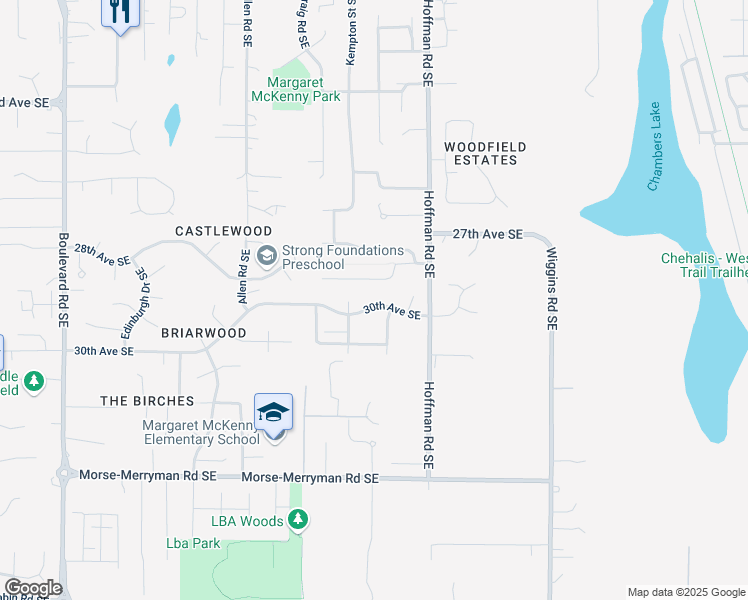 map of restaurants, bars, coffee shops, grocery stores, and more near 3632 30th Avenue Southeast in Olympia