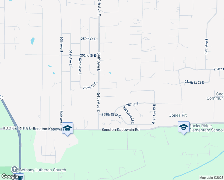 map of restaurants, bars, coffee shops, grocery stores, and more near 5602 255th Street Court East in Graham