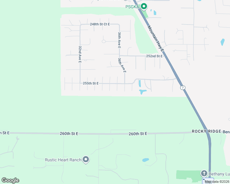 map of restaurants, bars, coffee shops, grocery stores, and more near 25514 36th Avenue East in Spanaway