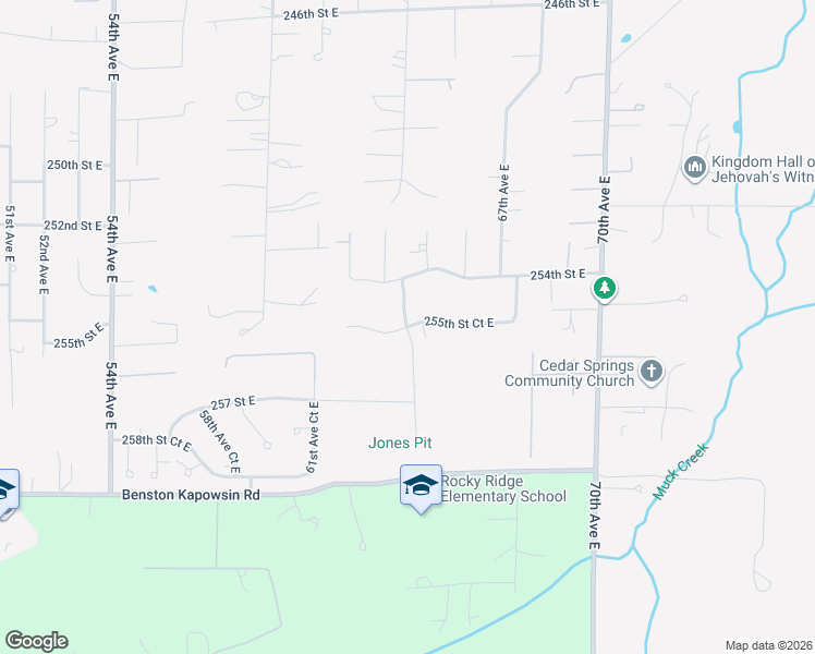map of restaurants, bars, coffee shops, grocery stores, and more near 6415 255th Street Court East in Graham