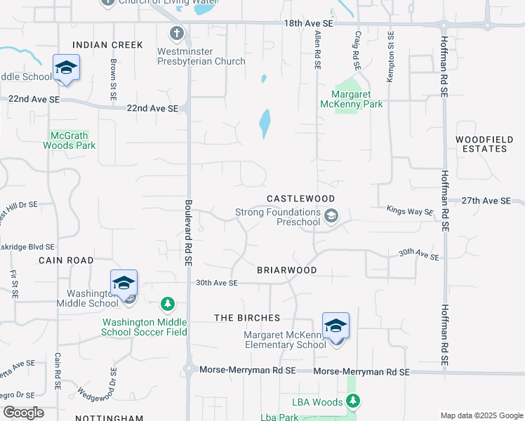 map of restaurants, bars, coffee shops, grocery stores, and more near 2921 28th Avenue Southeast in Olympia