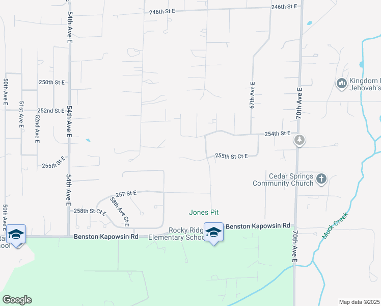 map of restaurants, bars, coffee shops, grocery stores, and more near 6311 255th Street Court East in Graham
