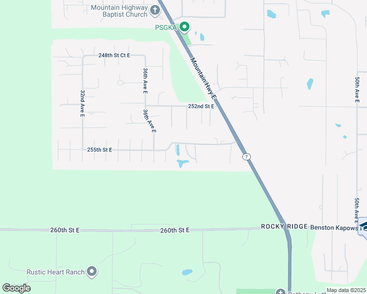 map of restaurants, bars, coffee shops, grocery stores, and more near 25506 38th Avenue Court East in Spanaway