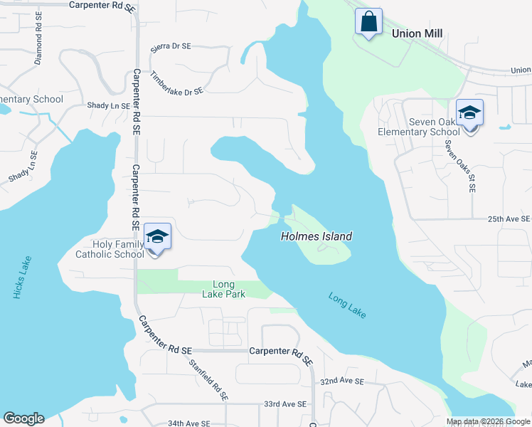 map of restaurants, bars, coffee shops, grocery stores, and more near 7339 Holmes Island Road Southeast in Lacey