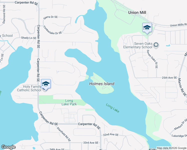 map of restaurants, bars, coffee shops, grocery stores, and more near 7424 Holmes Island Road Southeast in Olympia