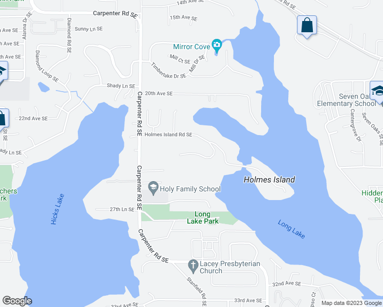 map of restaurants, bars, coffee shops, grocery stores, and more near 7024 Alderwood Court Southeast in Lacey