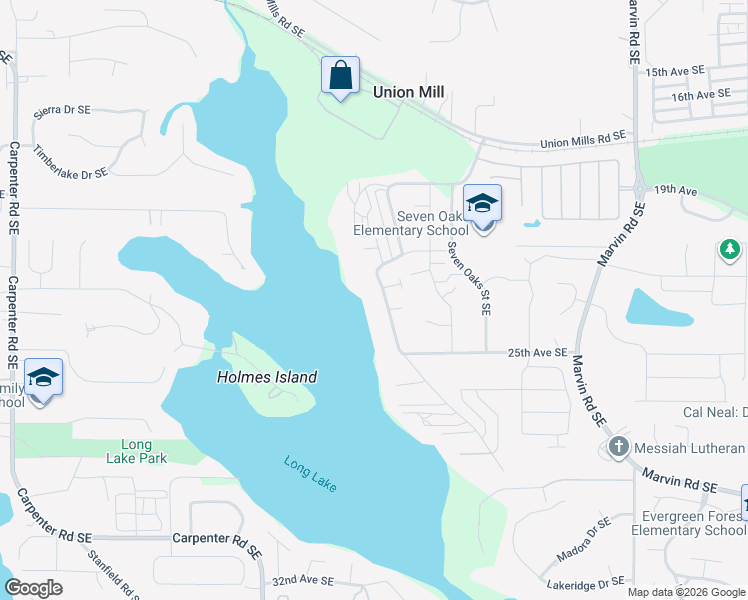 map of restaurants, bars, coffee shops, grocery stores, and more near 2313 Mayes Road Southeast in Olympia