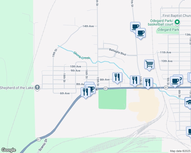map of restaurants, bars, coffee shops, grocery stores, and more near 1502 8th Avenue in Two Harbors