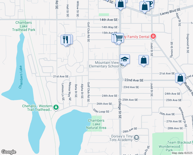 map of restaurants, bars, coffee shops, grocery stores, and more near 4413 21st Avenue Southeast in Olympia