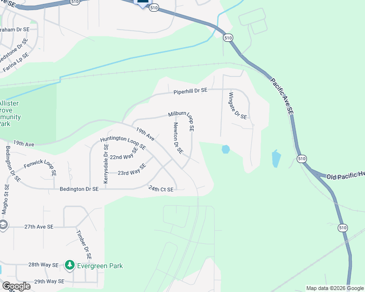 map of restaurants, bars, coffee shops, grocery stores, and more near 2313 Newton Drive Southeast in Olympia