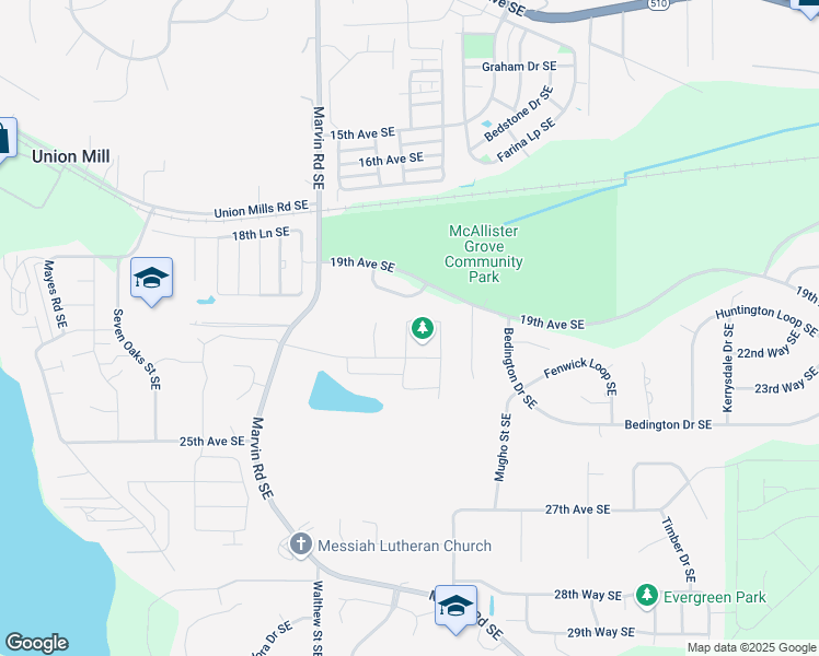 map of restaurants, bars, coffee shops, grocery stores, and more near 2121 Ava Street Southeast in Lacey