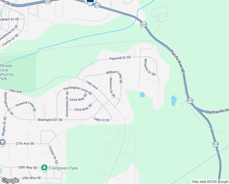 map of restaurants, bars, coffee shops, grocery stores, and more near 2313 Newton Drive Southeast in Olympia