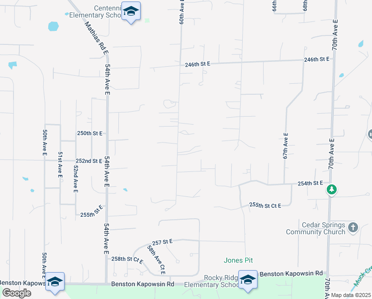 map of restaurants, bars, coffee shops, grocery stores, and more near 6005 251st Street Court East in Graham