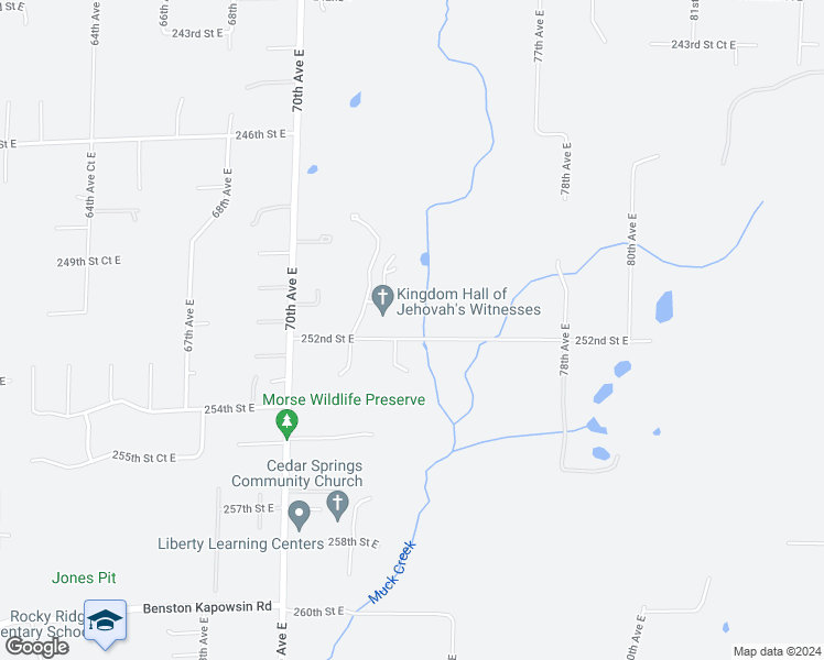 map of restaurants, bars, coffee shops, grocery stores, and more near 7319 252nd Street East in Graham