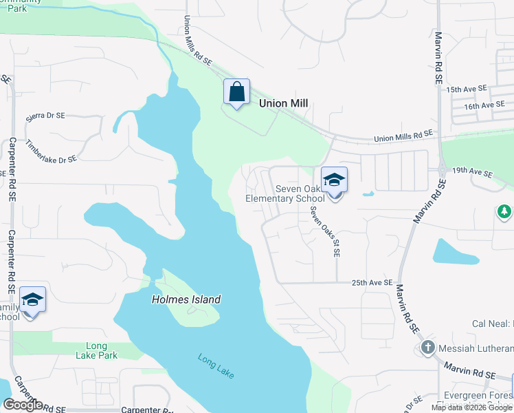 map of restaurants, bars, coffee shops, grocery stores, and more near 7736 20th Lane Southeast in Lacey