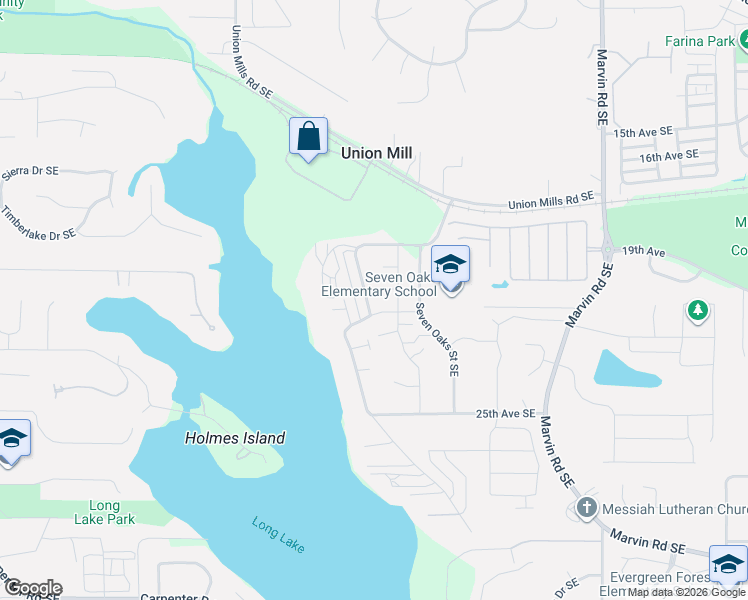 map of restaurants, bars, coffee shops, grocery stores, and more near 2029 Mayes Road Southeast in Lacey
