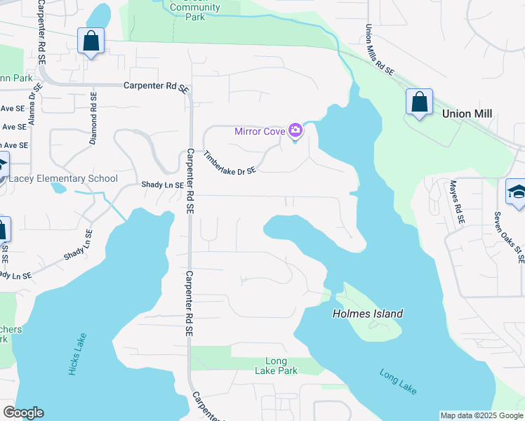 map of restaurants, bars, coffee shops, grocery stores, and more near 2100 Carpenter Road Southeast in Olympia