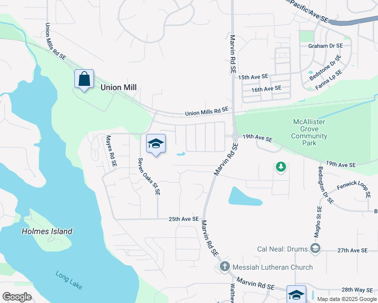 map of restaurants, bars, coffee shops, grocery stores, and more near 7736 20th Lane Southeast in Lacey