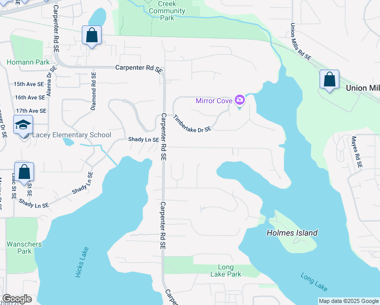 map of restaurants, bars, coffee shops, grocery stores, and more near 6834 20th Avenue Southeast in Olympia