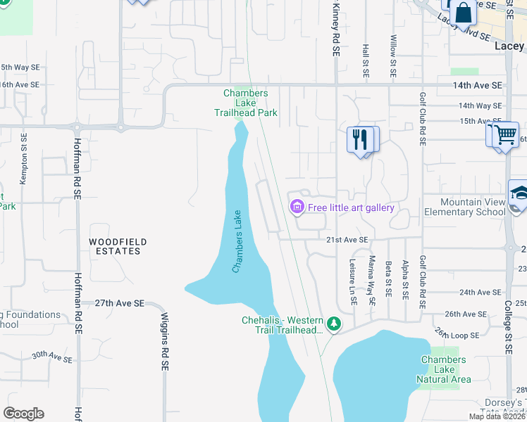 map of restaurants, bars, coffee shops, grocery stores, and more near 3928 21st Avenue Southeast in Lacey