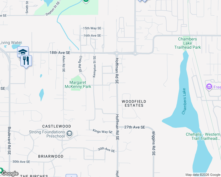 map of restaurants, bars, coffee shops, grocery stores, and more near 3705 22nd Avenue Southeast in Olympia