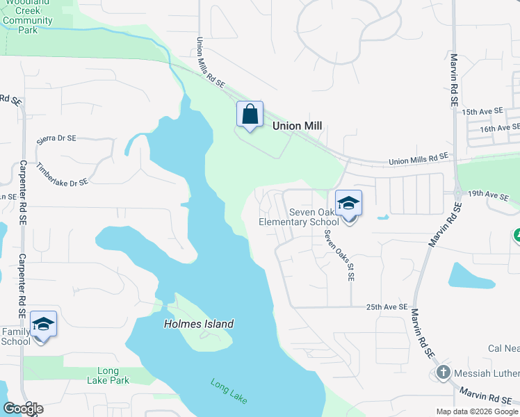 map of restaurants, bars, coffee shops, grocery stores, and more near 7611 19th Lane Southeast in Lacey