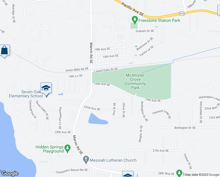 map of restaurants, bars, coffee shops, grocery stores, and more near 8342 Abington Circle Southeast in Olympia