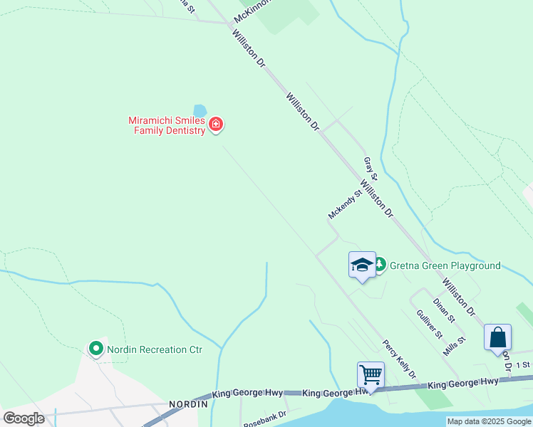 map of restaurants, bars, coffee shops, grocery stores, and more near 345 Percy Kelly Drive in Miramichi