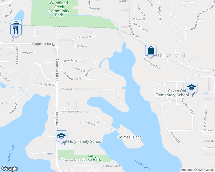 map of restaurants, bars, coffee shops, grocery stores, and more near 7304 20th Avenue Southeast in Olympia