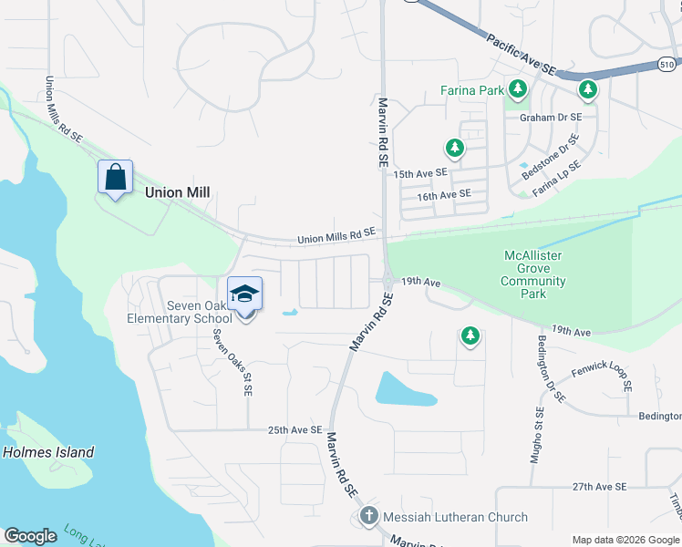 map of restaurants, bars, coffee shops, grocery stores, and more near 1924 Cranberry Lane Southeast in Olympia