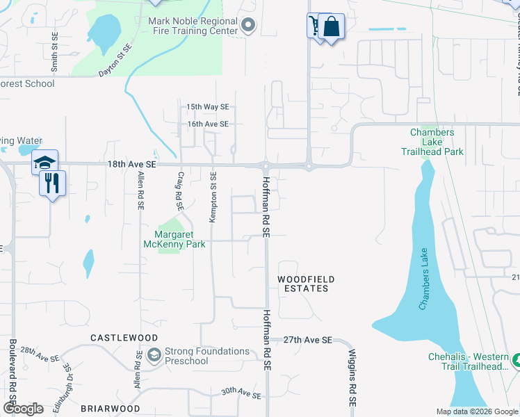 map of restaurants, bars, coffee shops, grocery stores, and more near 2014 Kyle Street Southeast in Olympia