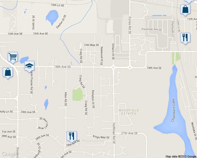 map of restaurants, bars, coffee shops, grocery stores, and more near 3603 Nissing Way Southeast in Olympia