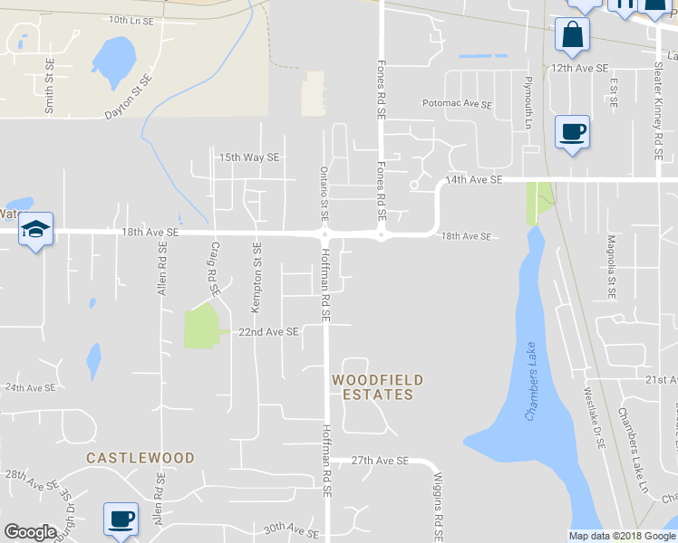 map of restaurants, bars, coffee shops, grocery stores, and more near 1900 Ashwood Downs Lane Southeast in Olympia