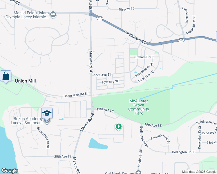 map of restaurants, bars, coffee shops, grocery stores, and more near 8334 16th Avenue Southeast in Olympia