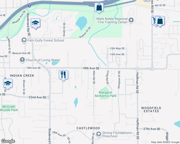 map of restaurants, bars, coffee shops, grocery stores, and more near in Olympia