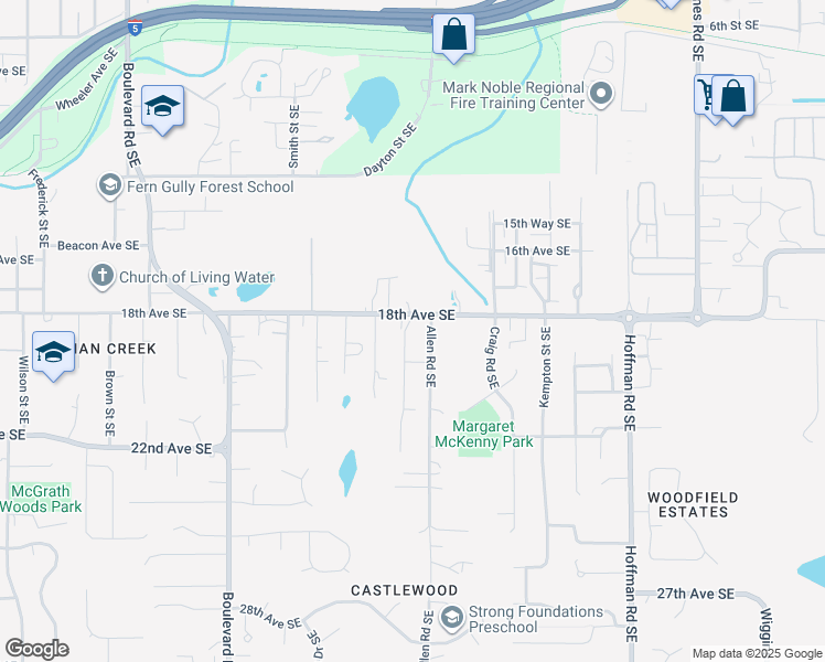 map of restaurants, bars, coffee shops, grocery stores, and more near in Olympia