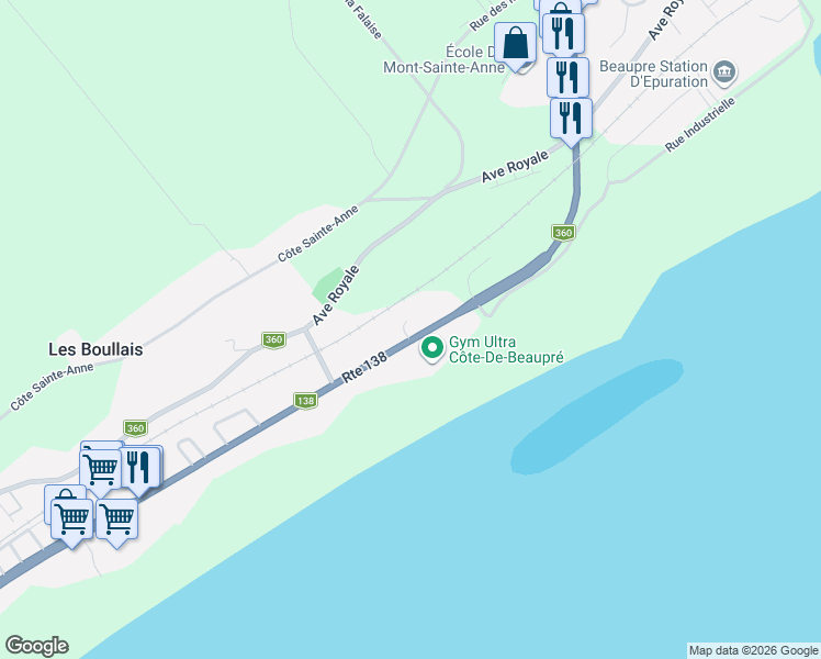 map of restaurants, bars, coffee shops, grocery stores, and more near 3 Rue Siméon Ratté in Sainte-Anne-De-Beauprã©