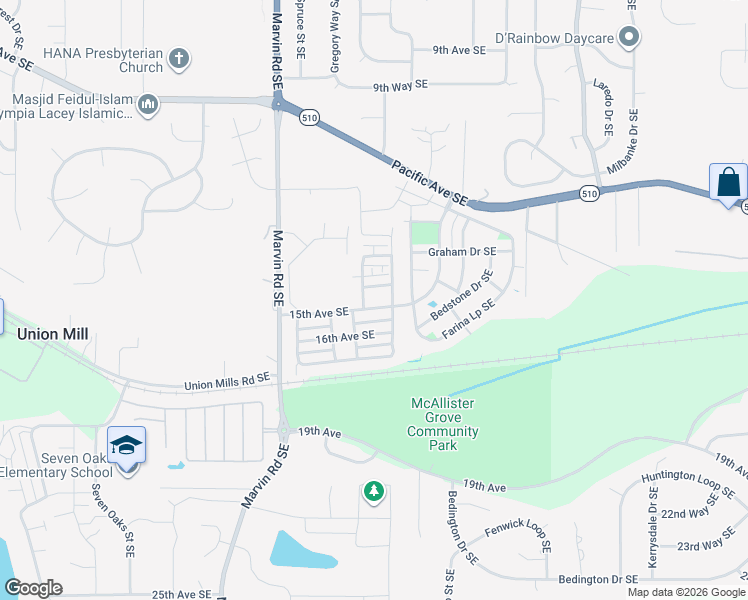 map of restaurants, bars, coffee shops, grocery stores, and more near 8428 15th Avenue Southeast in Olympia