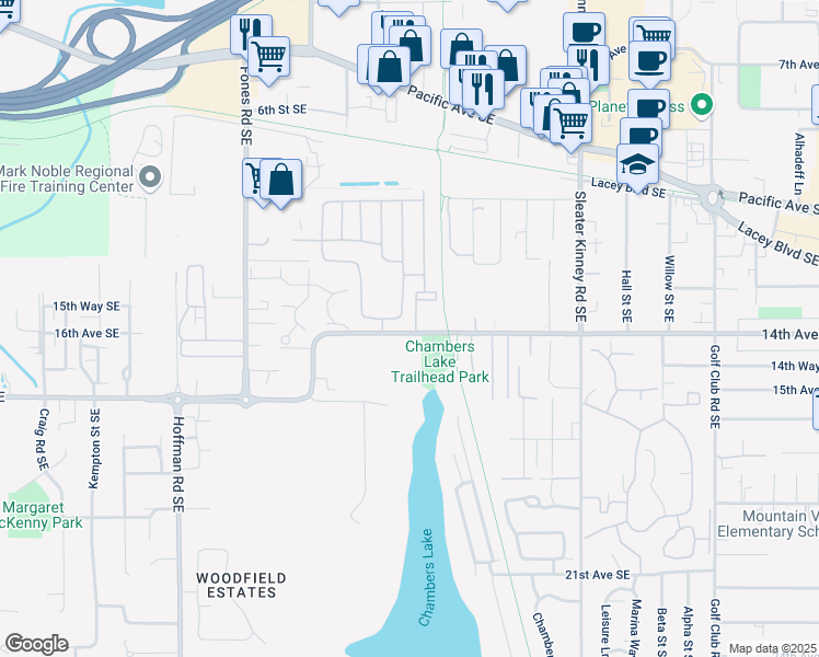 map of restaurants, bars, coffee shops, grocery stores, and more near in Olympia