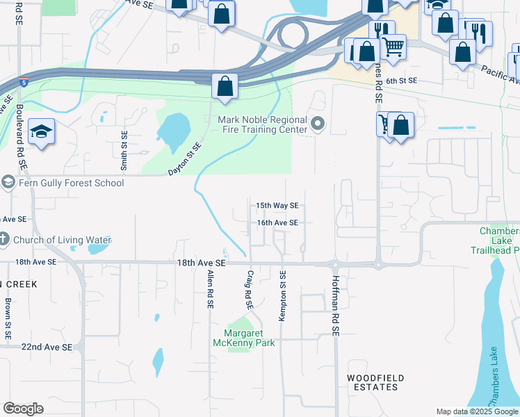 map of restaurants, bars, coffee shops, grocery stores, and more near 3208 15th Avenue Southeast in Olympia