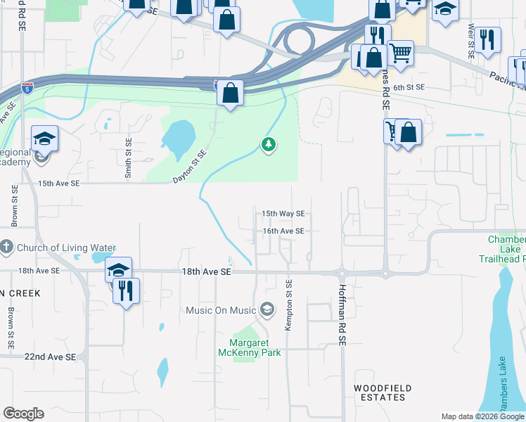 map of restaurants, bars, coffee shops, grocery stores, and more near 3208 15th Avenue Southeast in Olympia