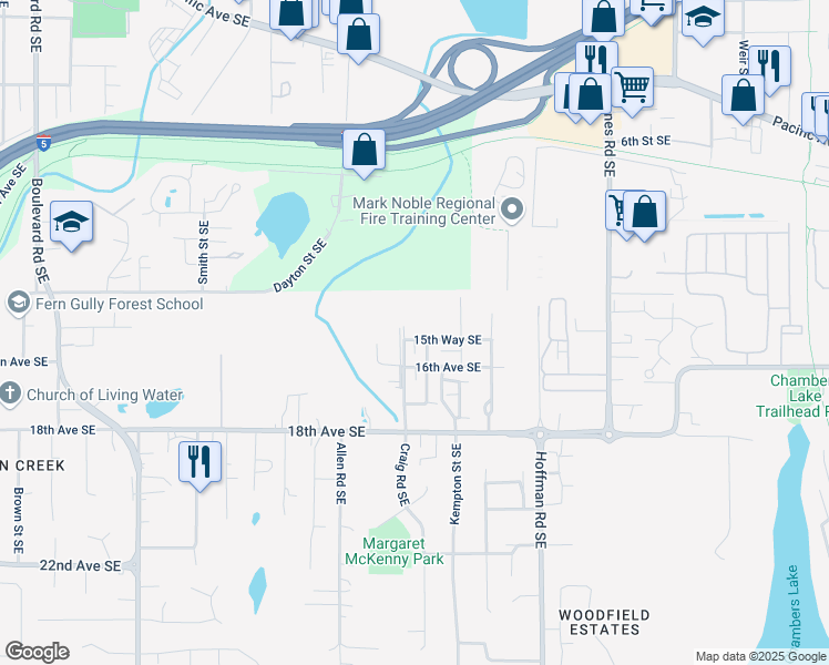map of restaurants, bars, coffee shops, grocery stores, and more near 3208 15th Avenue Southeast in Olympia