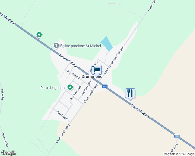 map of restaurants, bars, coffee shops, grocery stores, and more near in Drummond