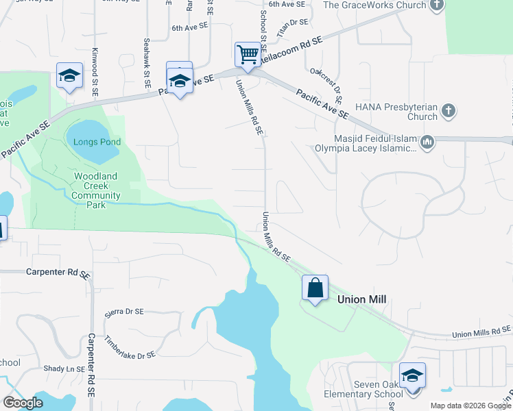 map of restaurants, bars, coffee shops, grocery stores, and more near 7435 12th Court Southeast in Olympia