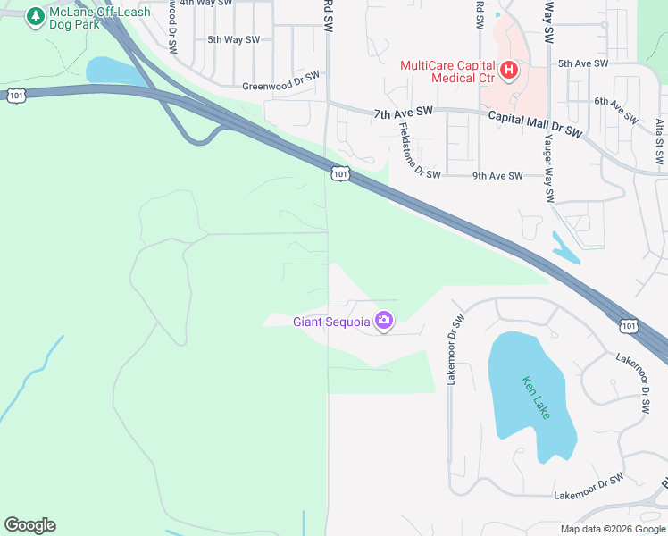 map of restaurants, bars, coffee shops, grocery stores, and more near 1216 Kaiser Road Southwest in Olympia