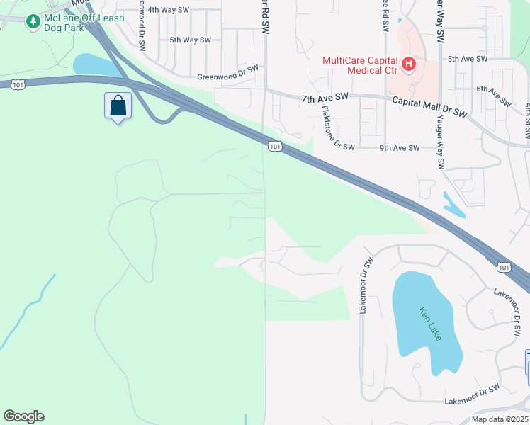 map of restaurants, bars, coffee shops, grocery stores, and more near Kaiser Road Southwest in Olympia