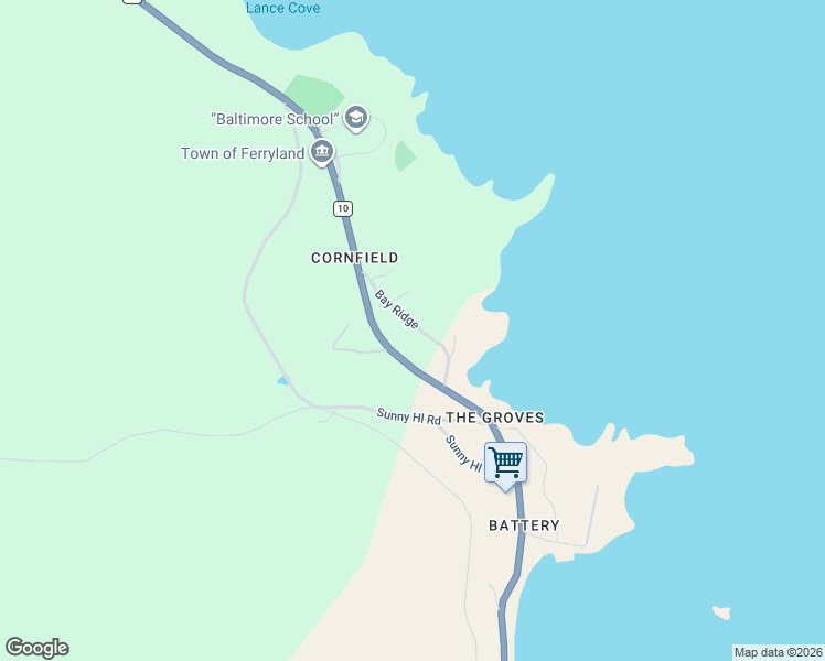 map of restaurants, bars, coffee shops, grocery stores, and more near 24 Bay Ridge in Ferryland