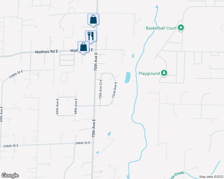 map of restaurants, bars, coffee shops, grocery stores, and more near 24010 72nd Avenue East in Graham