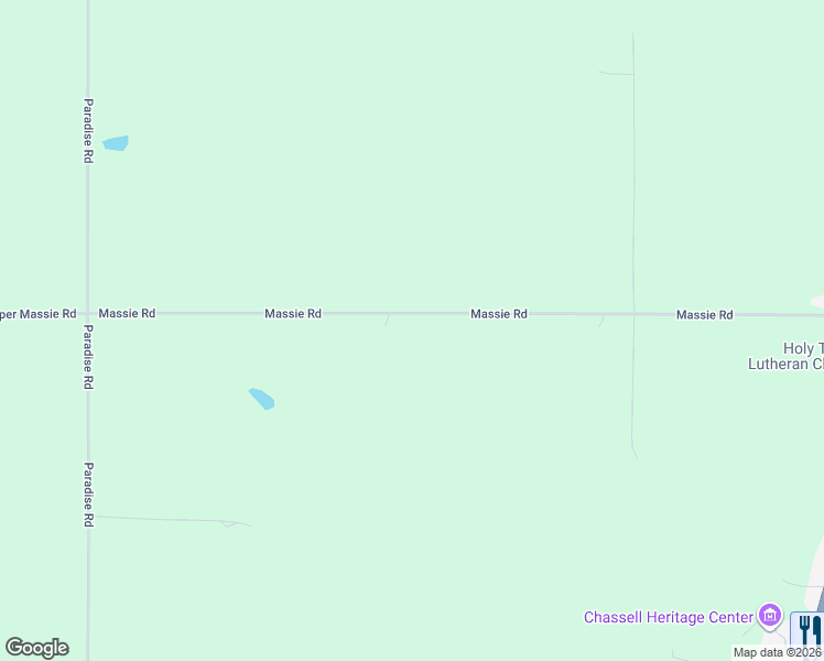 map of restaurants, bars, coffee shops, grocery stores, and more near 21566 Massie Road in Chassell