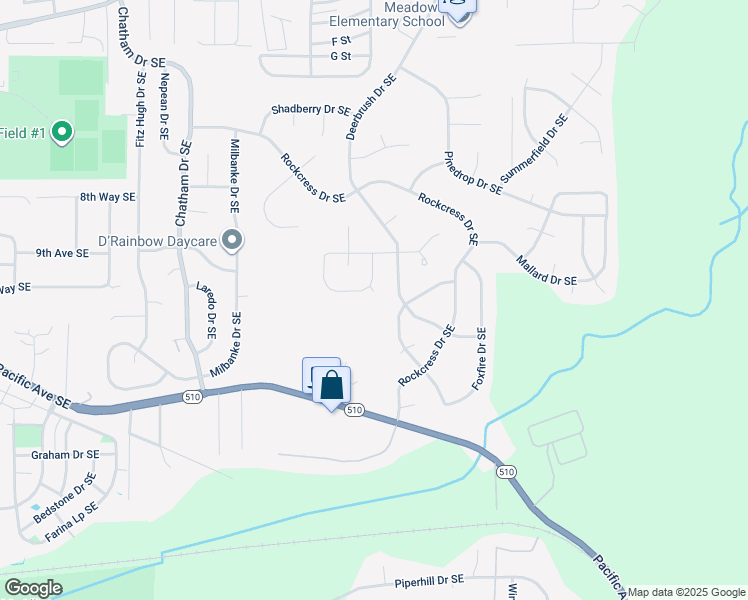 map of restaurants, bars, coffee shops, grocery stores, and more near 1325 Clover Loop Southeast in Olympia